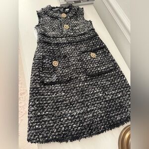 Dolce & Gabbana Black and White Tweed Kids Dress
